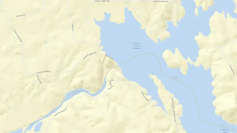 Road map of Camp Far West Reservoir reservoir, California, United States