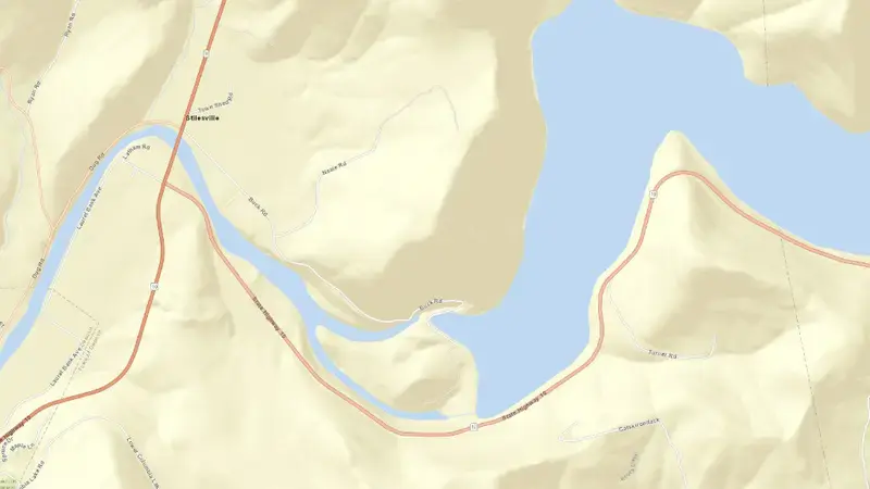 Road map of Cannonsville Reservoir reservoir, New York, United States