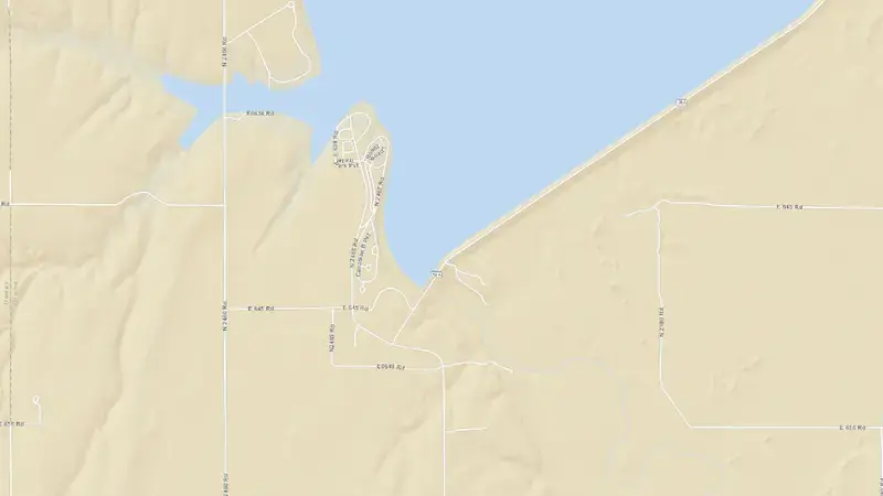 Road map of Canton Lake reservoir, Oklahoma, United States