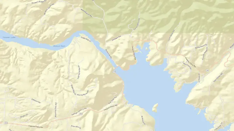 Road map of Canyon Ferry Lake Dam Powerplant and Helena Valley Pumping Plant reservoir, Montana, United States