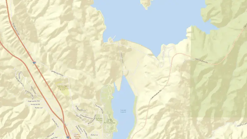 Road map of Castaic Lake reservoir, California, United States
