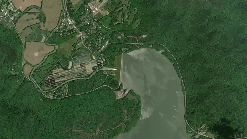 Satellite view of Cave Run Lake reservoir, Kentucky, United States