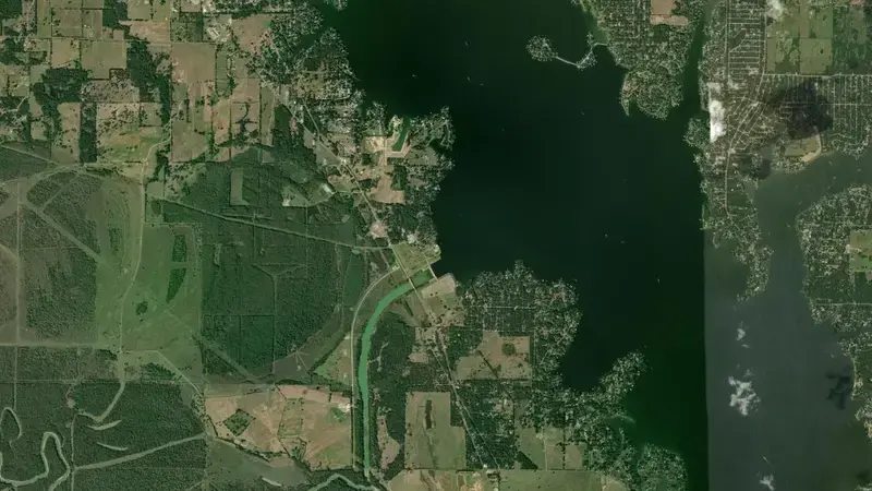 Satellite view of Cedar Creek Reservoir reservoir, Texas, United States