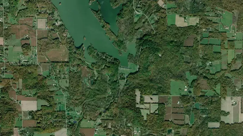 Satellite view of Charles Mill Lake reservoir, Ohio, United States