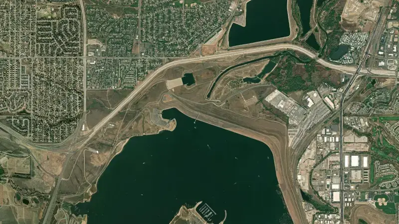 Satellite view of Chatfield Dam & Reservoir reservoir, Colorado, United States