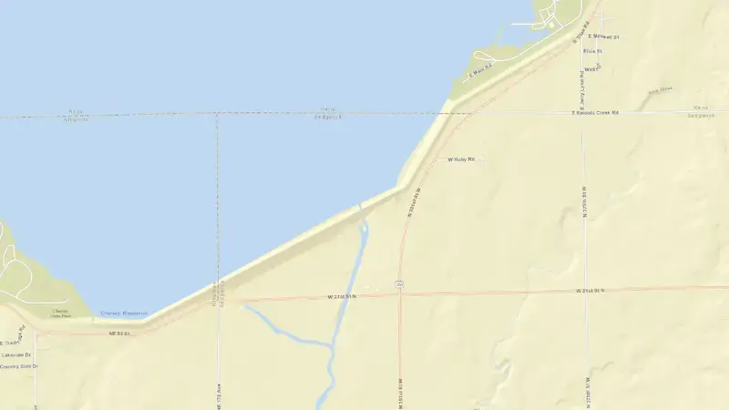 Road map of Cheney Lake reservoir, Kansas, United States