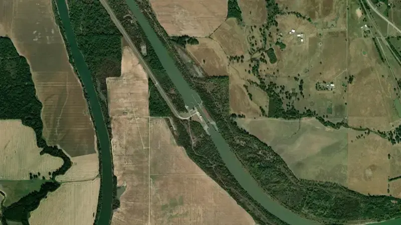 Satellite view of Chouteau LD17 reservoir, Oklahoma, United States