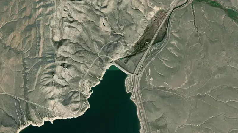 Satellite view of Clark Canyon Dam & Reservoir reservoir, Montana, United States