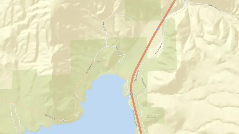 Road map of Clark Canyon Reservoir and Dam reservoir, Montana, United States