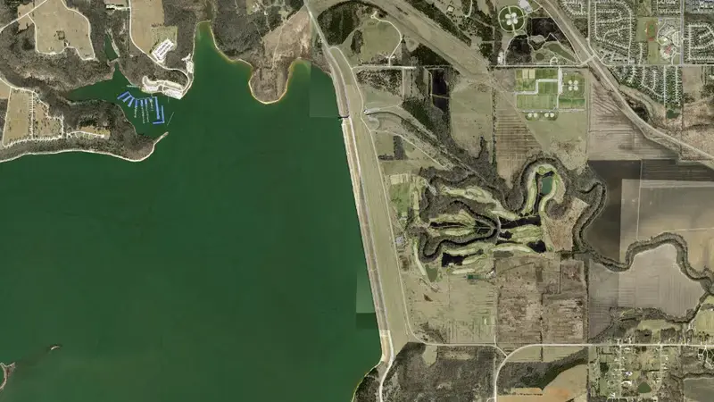 Satellite view of Clinton Dam & Reservoir reservoir, Kansas, United States