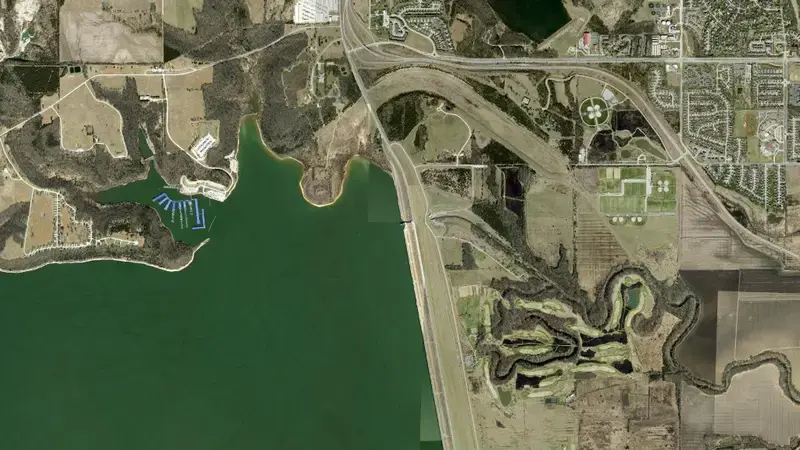 Satellite view of CLINTON LK NR LAWRENCE, KS reservoir, Kansas, United States