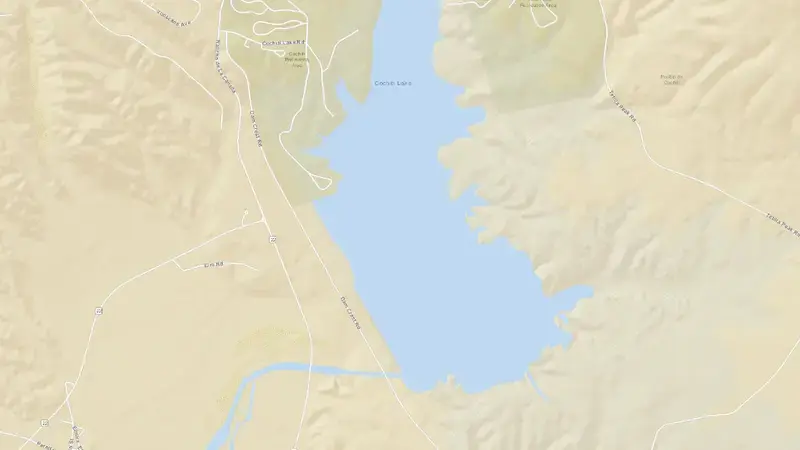 Road map of Cochiti Lake reservoir, New Mexico, United States