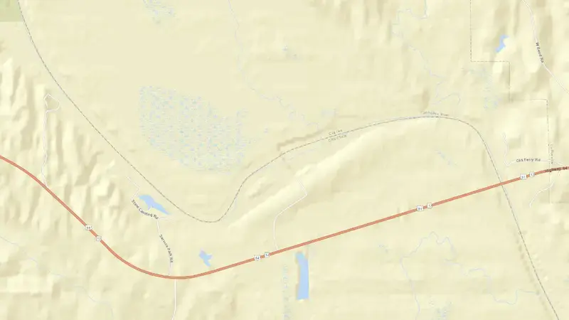 Road map of Coffeeville Lock and Dam reservoir, Alabama, United States