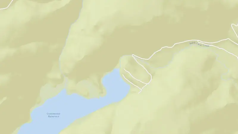 Road map of Continental Reservoir nr Creede reservoir, Colorado, United States