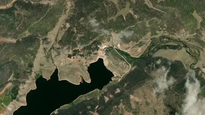 Satellite view of Continental Reservoir nr Creede reservoir, Colorado, United States