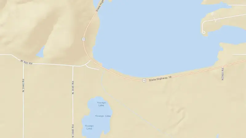 Road map of Copan Lake reservoir, Oklahoma, United States