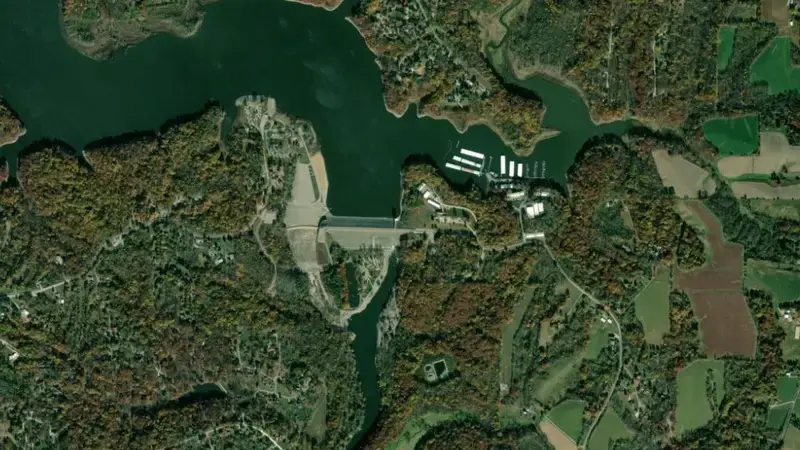 Satellite view of Coralville Lake Reservoir MET Station reservoir, Iowa, United States