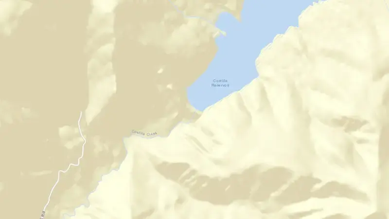 Road map of Costilla Reservoir reservoir, New Mexico, United States