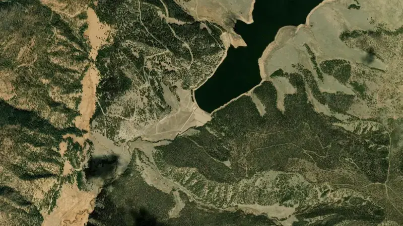 Satellite view of Costilla Reservoir reservoir, New Mexico, United States
