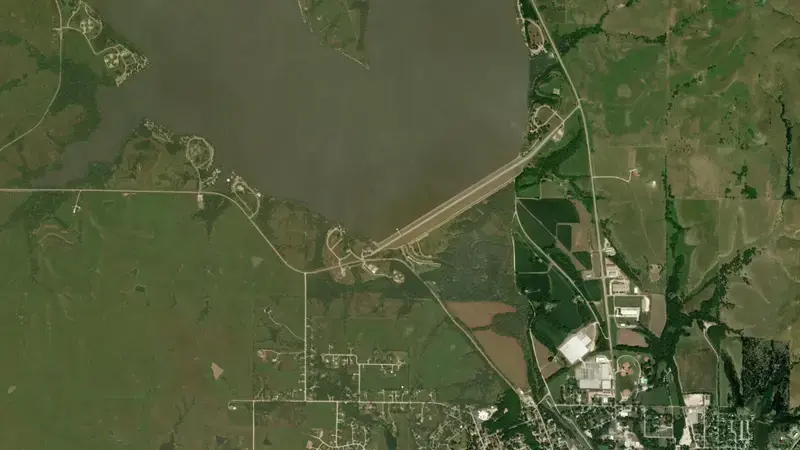 Satellite view of Council Grove Lake reservoir, Kansas, United States