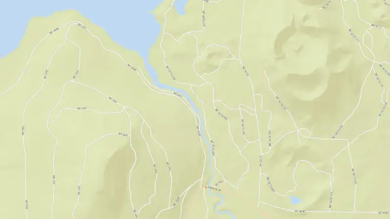Road map of Crane Prairie Reservoir and Dam reservoir, Oregon, United States