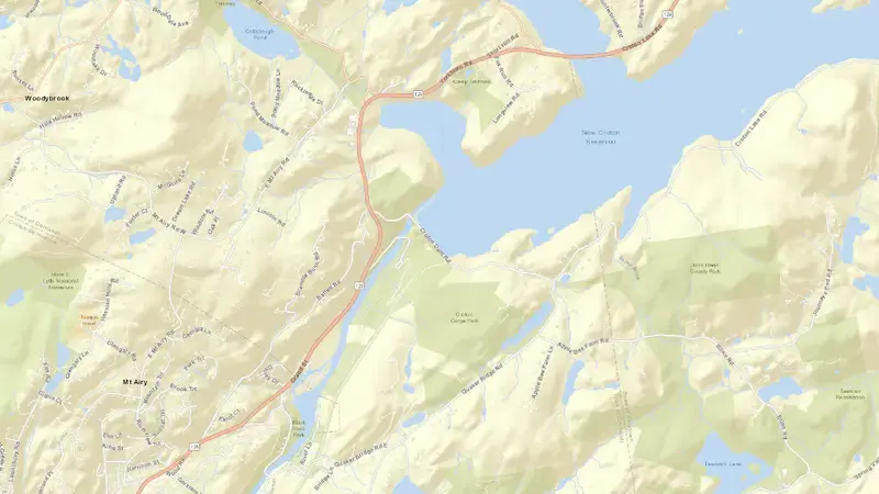 Road map of Croton System reservoir, New York, United States
