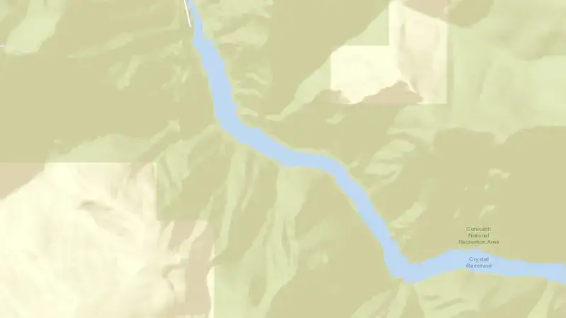 Road map of Crystal Reservoir Dam and Powerplant reservoir, Colorado, United States