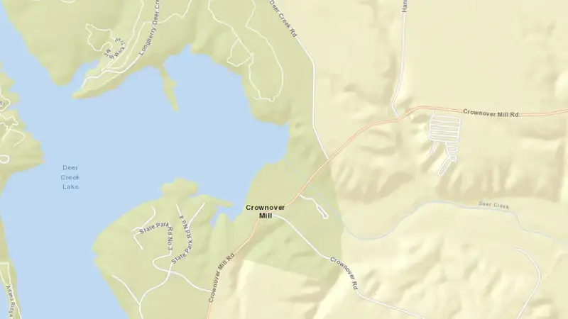 Road map of Deer Creek Lake reservoir, Ohio, United States