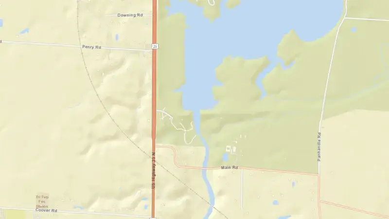 Road map of Delaware Lake reservoir, Ohio, United States