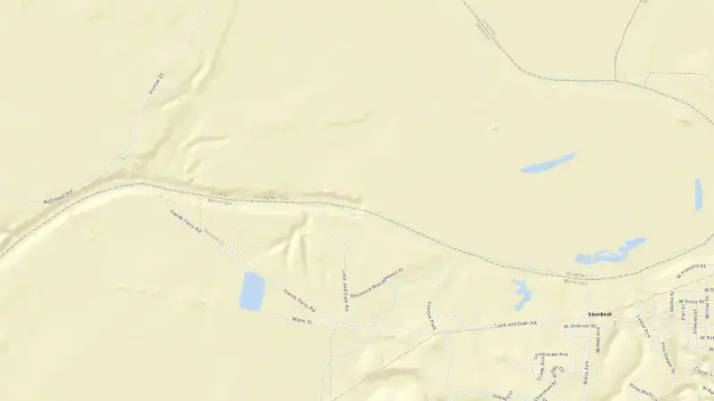 Road map of Demopolis Lock and Dam reservoir, Alabama, United States