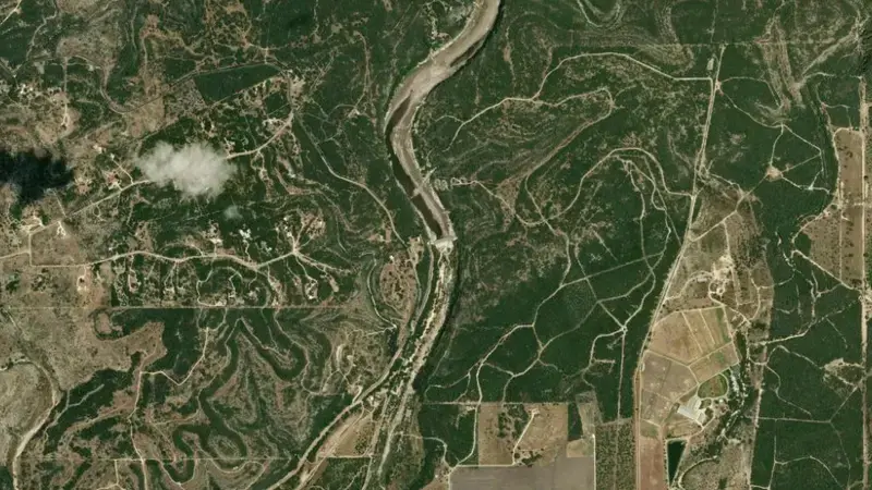 Satellite view of Diversion Lake reservoir, Texas, United States
