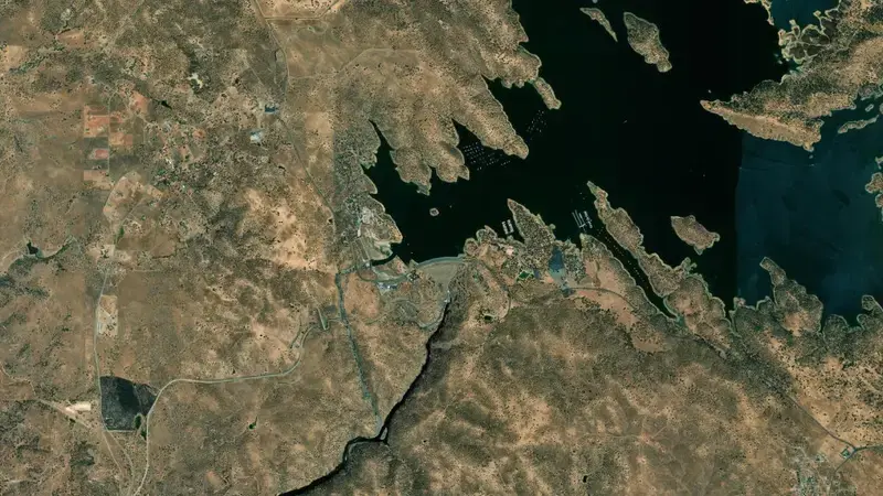 Satellite view of DON PEDRO RESERVOIR reservoir, California, United States