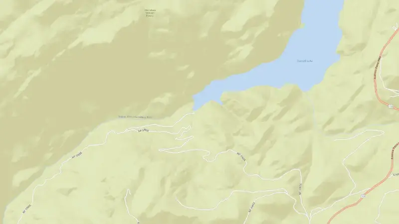 Road map of Donnells Reservoir reservoir, California, United States