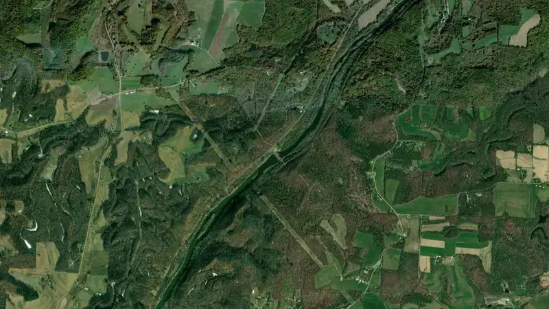 Satellite view of Dover Lake reservoir, Ohio, United States