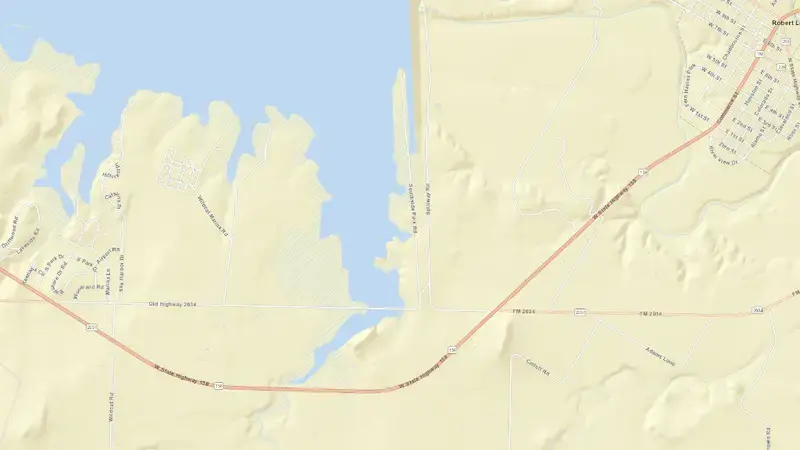Road map of E. V. Spence Reservoir reservoir, Texas, United States