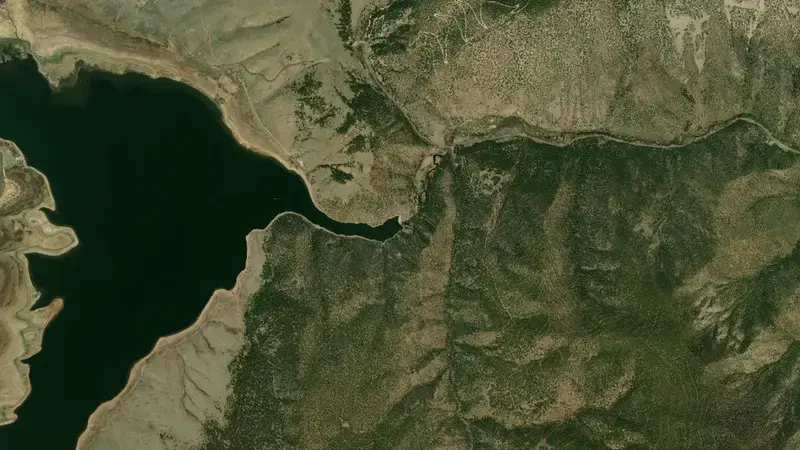 Satellite view of Eagle Nest Lake reservoir, New Mexico, United States