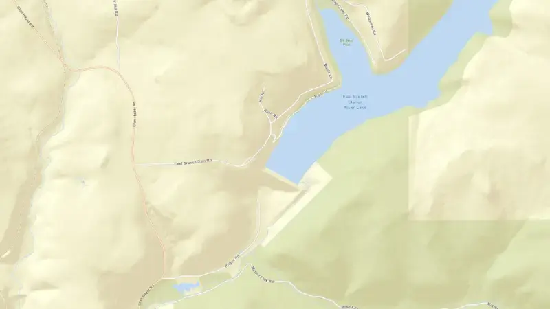 Road map of East Branch Clarion Lake, PA reservoir, Pennsylvania, United States