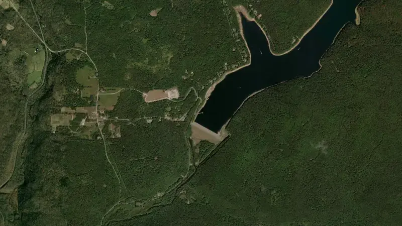 Satellite view of East Branch Clarion Lake, PA reservoir, Pennsylvania, United States