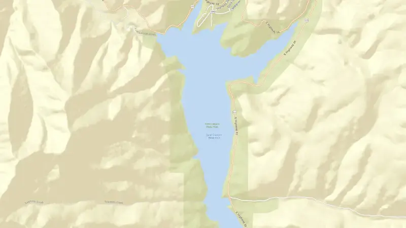 Road map of East Canyon Reservoir and Dam reservoir, Utah, United States
