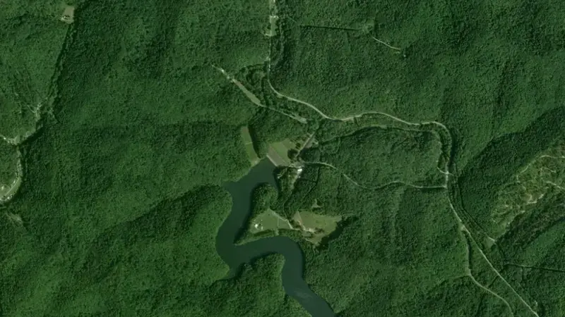 Satellite view of East Lynn Lake reservoir, West Virginia, United States