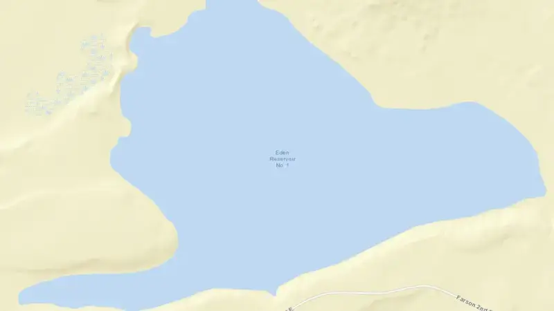 Road map of Eden Reservoir and Dam reservoir, Wyoming, United States