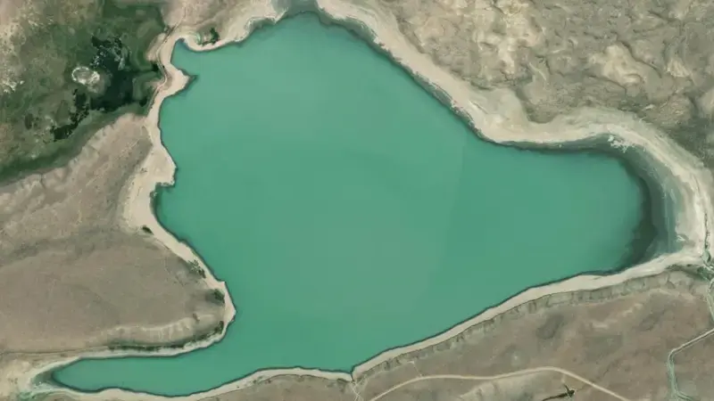 Satellite view of Eden Reservoir and Dam reservoir, Wyoming, United States