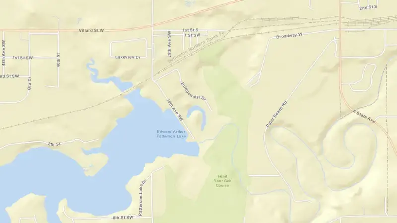 Road map of Edward Arthur Patterson Lake reservoir, North Dakota, United States