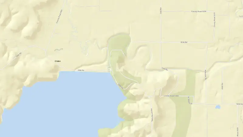 Road map of Elk City Lake reservoir, Kansas, United States