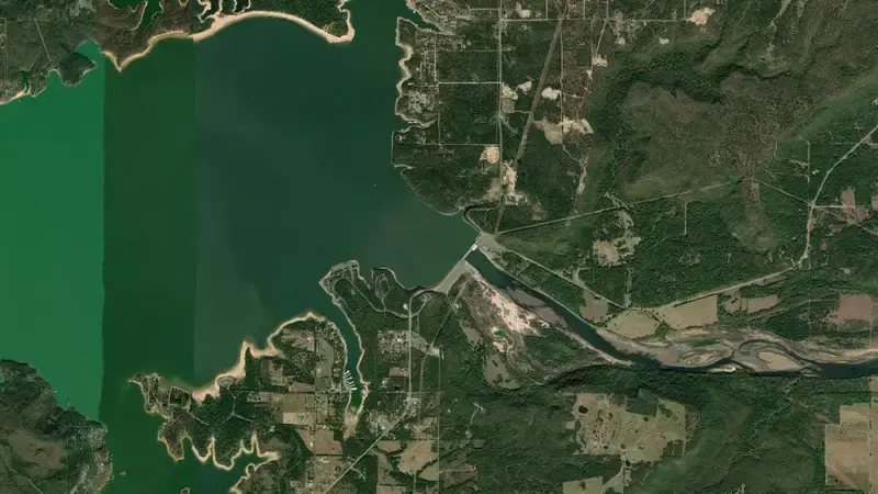 Satellite view of Eufaula Lake reservoir, Oklahoma, United States