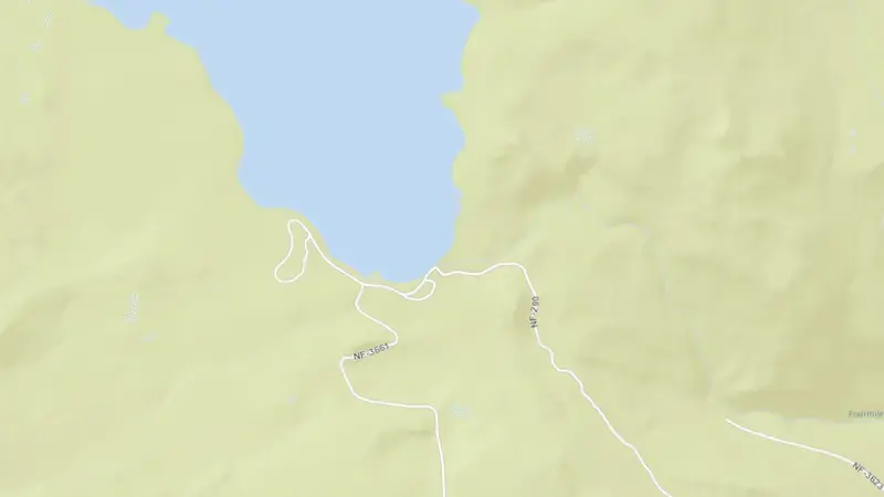 Road map of Fourmile Lake and Fourmile Lake Dam reservoir, Oregon, United States