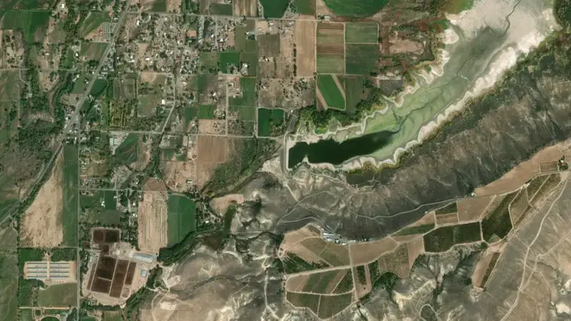 Satellite view of FRUIT GROWERS RESERVOIR NEAR ORCHARD CITY, CO reservoir, Colorado, United States
