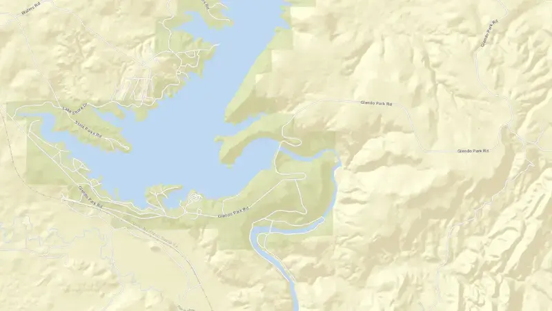 Road map of Glendo Dam & Reservoir reservoir, Wyoming, United States