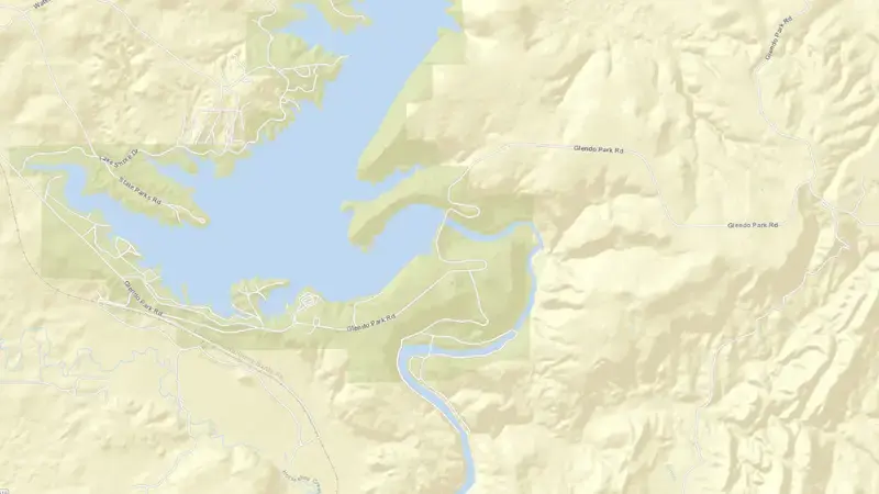 Road map of Glendo Reservoir Dam and Powerplant reservoir, Wyoming, United States