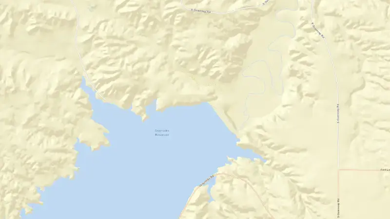 Road map of Grayrocks Dam and Reservoir reservoir, Wyoming, United States